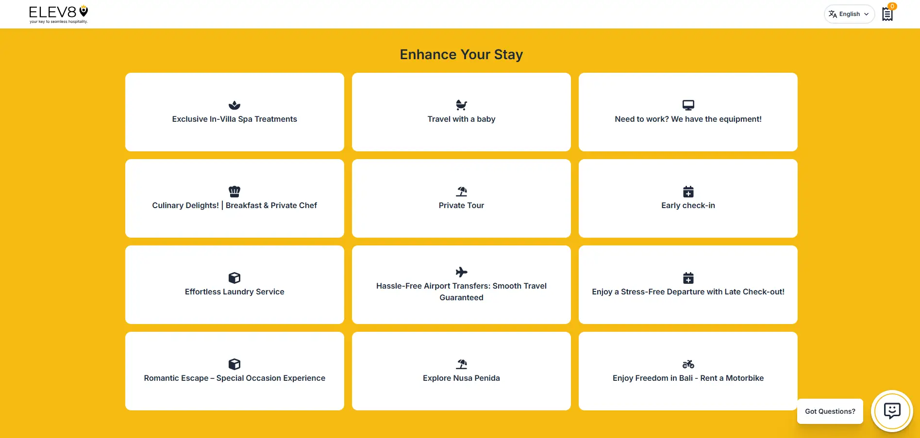 ELEV8 Digital Guest Guide - Enhance Your Stay options