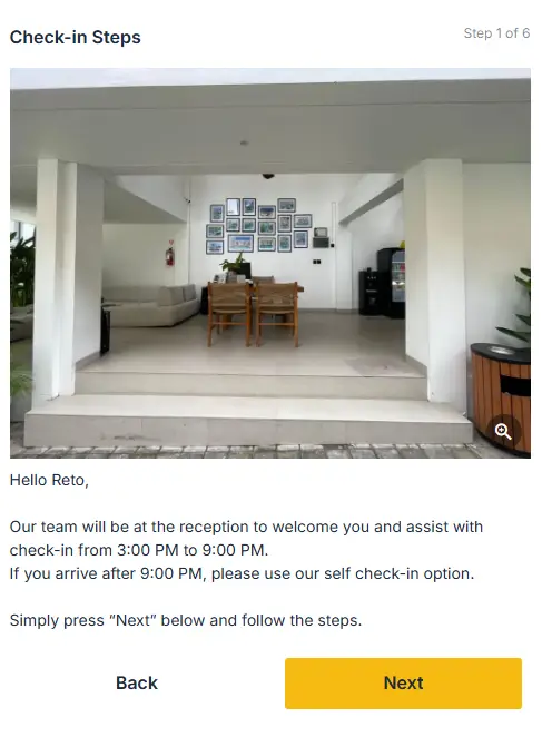 ELEV8 Digital Guest Guide Check-in Steps, Step 1 of 6