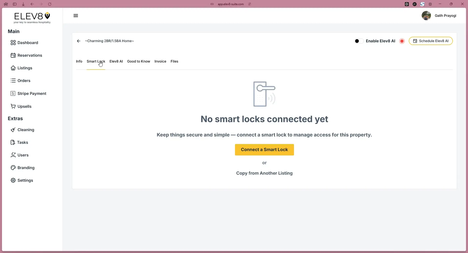 ELEV8 Smart Lock section for Charming 2BR/1.5BA Home with no smart locks connected.
