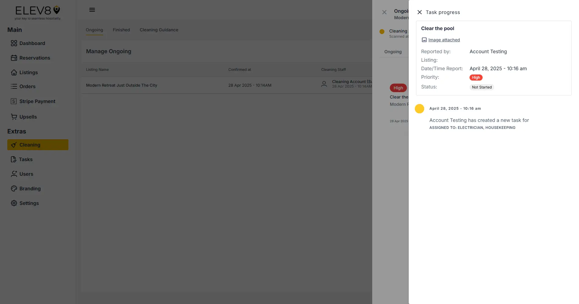 ELEV8 Manage Ongoing Cleaning Task Progress