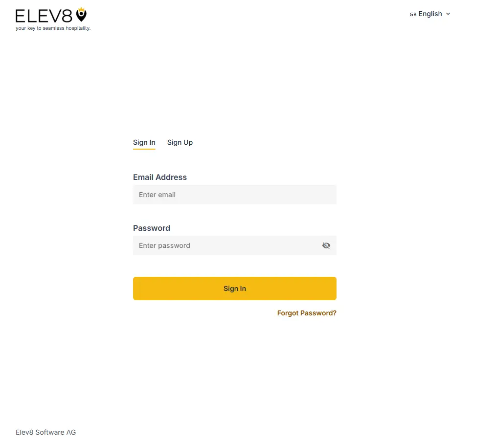 ELEV8 Your Account Sign In page with email and password fields.