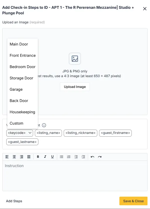 ELEV8 Digital Guest Guide - Add Check-in Steps to APT 1