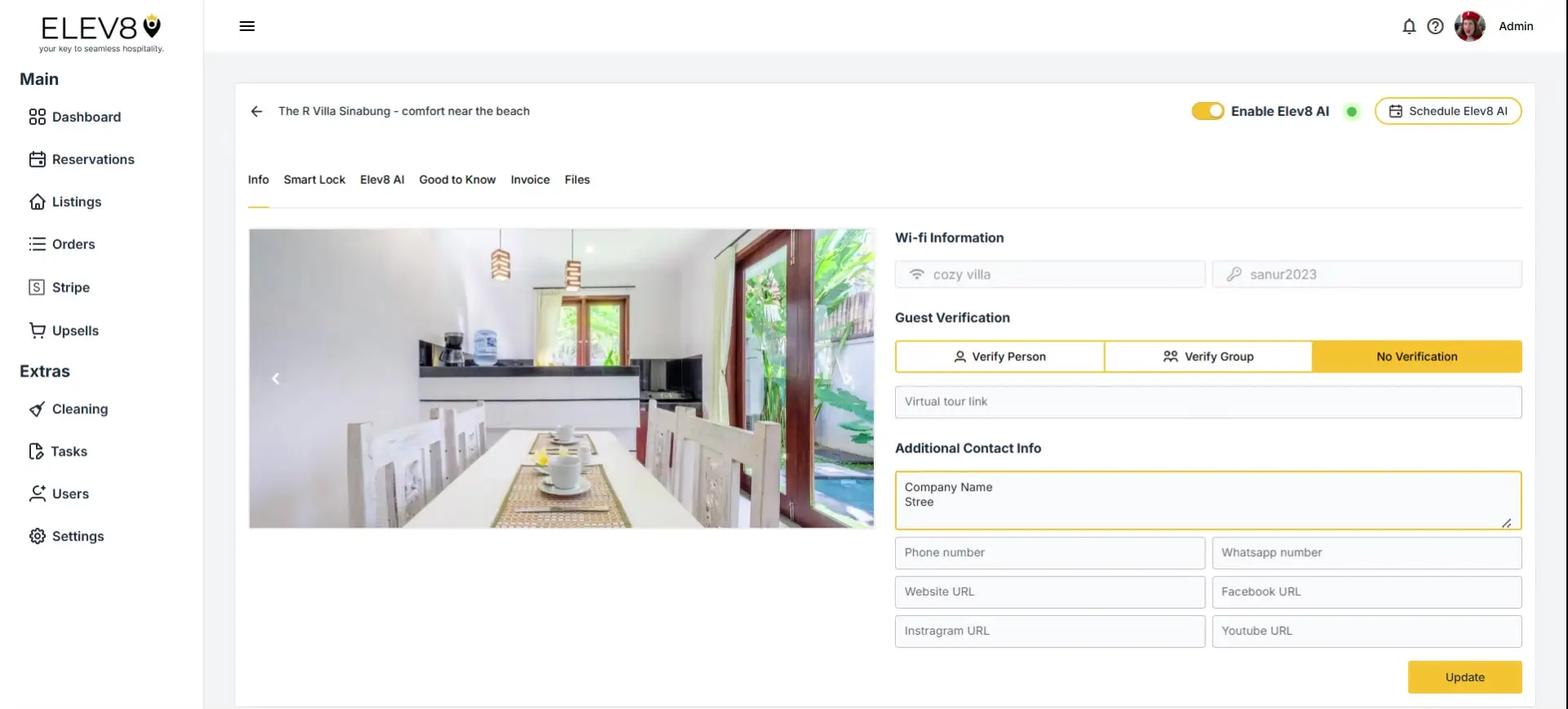ELEV8 platform listing management interface for The R Villa Sinabung.
